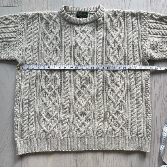 Vintage Doogan Donegal Cream 100% Wool Aran fisherman cable knit Irish sweater - Picture 9 of 13